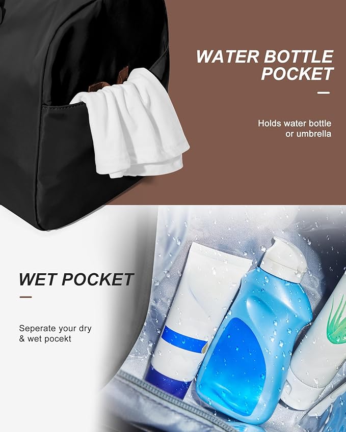 Gym Bag Womens Mens with Shoes Compartment and Wet Pocket Travel Duffel Bag for Women for Plane Sport Gym Tote Bags with Toiletry Bag Waterproof Weekend Overnight Carry on Bag Hospital Holdalls