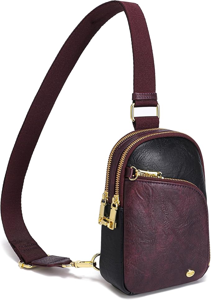 INICAT RFID Blocking Sling Bag, Anti Theft Crossbody Bag for Women, Travel Fanny Pack Style Purse, Vegan Leather