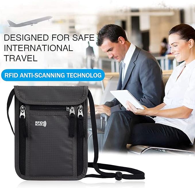Travel Pouch Neck Wallet Family Passport Holder Organizer Case with RFID Blocking | RFID Blocking