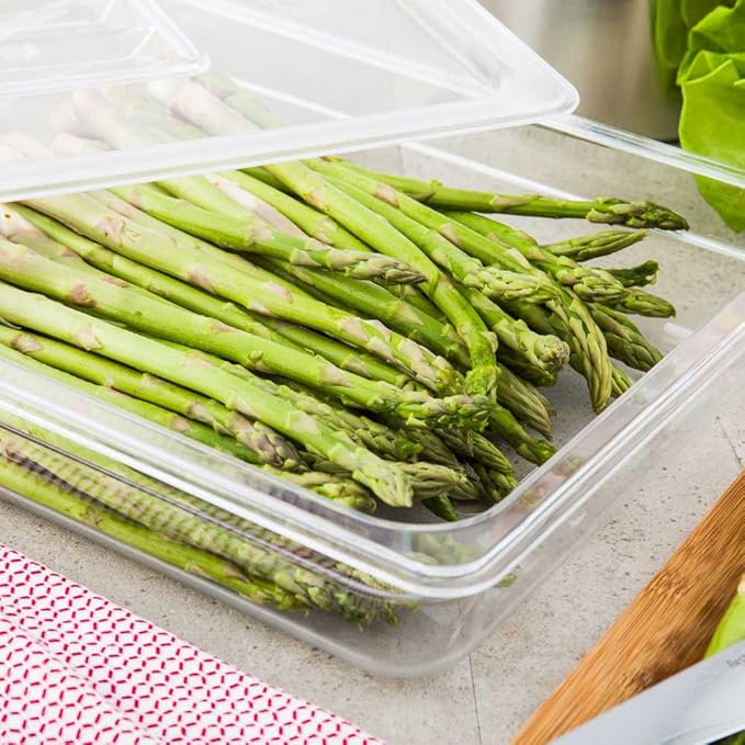 Restaurantware-2.5 Inch Deep Food Pans, 10 1/2 Size Commercial Food Storage Container - Freezable, Break-Resistant, Clear Plastic Cold Pans, Dishwashable, For Kitchens, Restaurants, Or Cafeterias