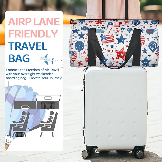 Flags Overnight Travel Bag Unisex White Blue Red Carry-On Size Tote Bag Suitable for Travel Duffle Gym Sports