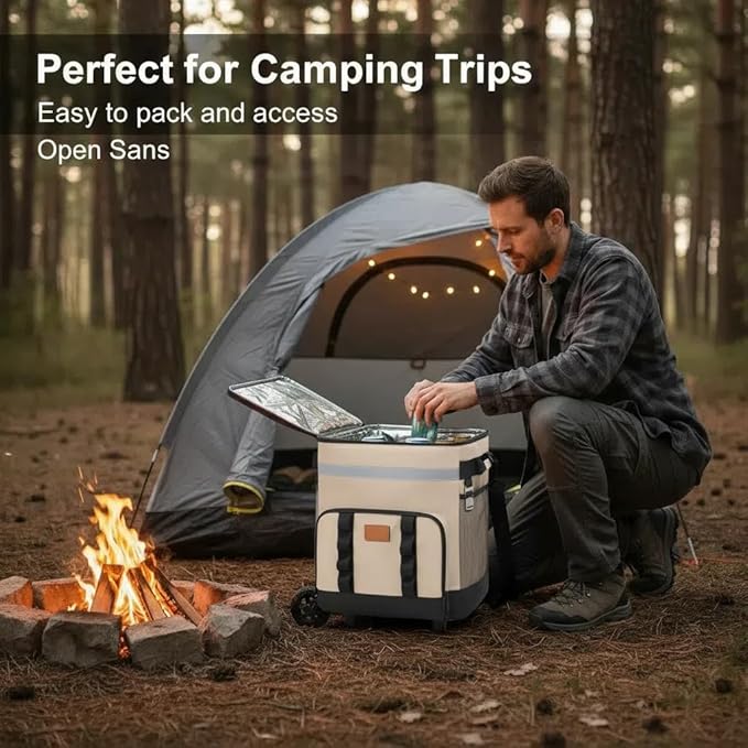 Insulated Rolling Cooler with Wheels - Soft Leak Proof Ice Chest for Camping, Travel and Lunch - Portable Wheeled Advanced Insulation