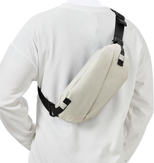 Fanny Pack for Mens Crossbody Bag, Sling Bag for Women Waist Packs Anti Theft Cross Body Belt Bags with Adjustable Strap for Running Sports Hiking Cycling Travel Walking - Beige
