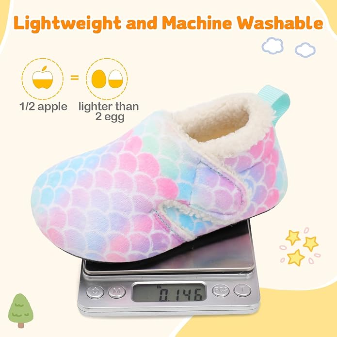 JOINFREE Toddler Slippers Boys Girls Adjustable House Shoes Barefoot Sock Shoes with Rubber Sole Baby Comfort Warm Indoor Outdoor Walking Shoe