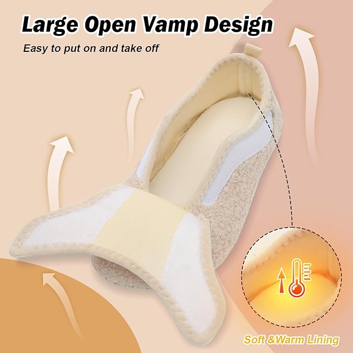 BARERUN Slippers for Women Men Wide House Diabetic Shoes for Women Men Warm Arthritis Edema Swollen Neuropathy Socks Slip on Adjustable Fuzzy Comfy Soft Womens Mens Bedroom Sliipers