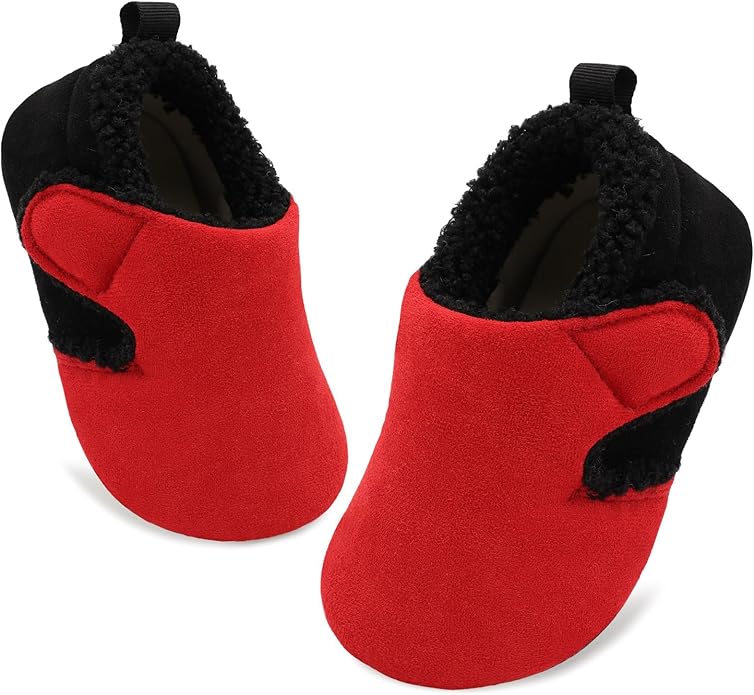 JOINFREE Toddler Slippers Boys Girls Adjustable House Shoes Barefoot Sock Shoes with Rubber Sole Baby Comfort Warm Indoor Outdoor Walking Shoe