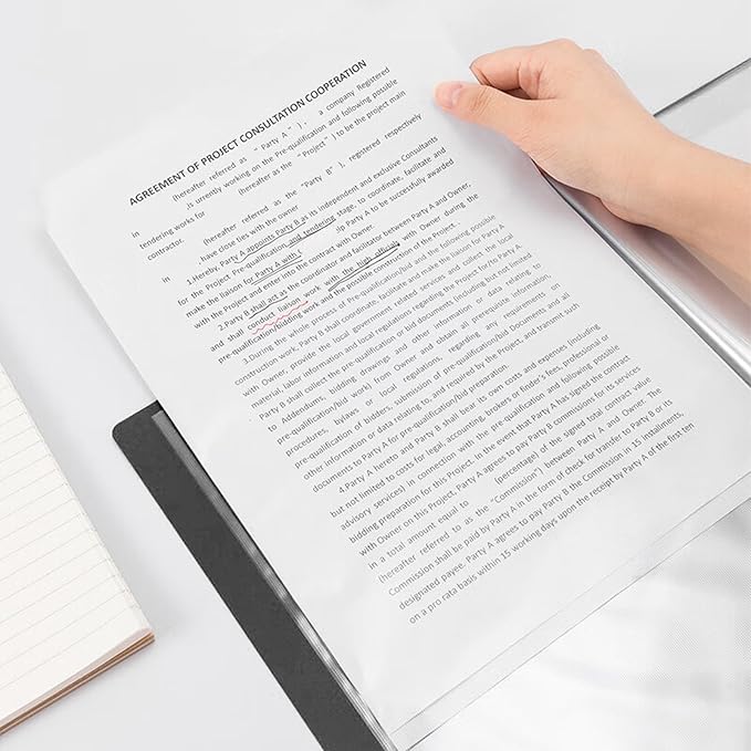 Presentation Binder with Clear Plastic Sleeves, Folder for Artwork, 60 Pockets Display 120 Pages of 8.5 X 11 or A4 Size Documents, Black