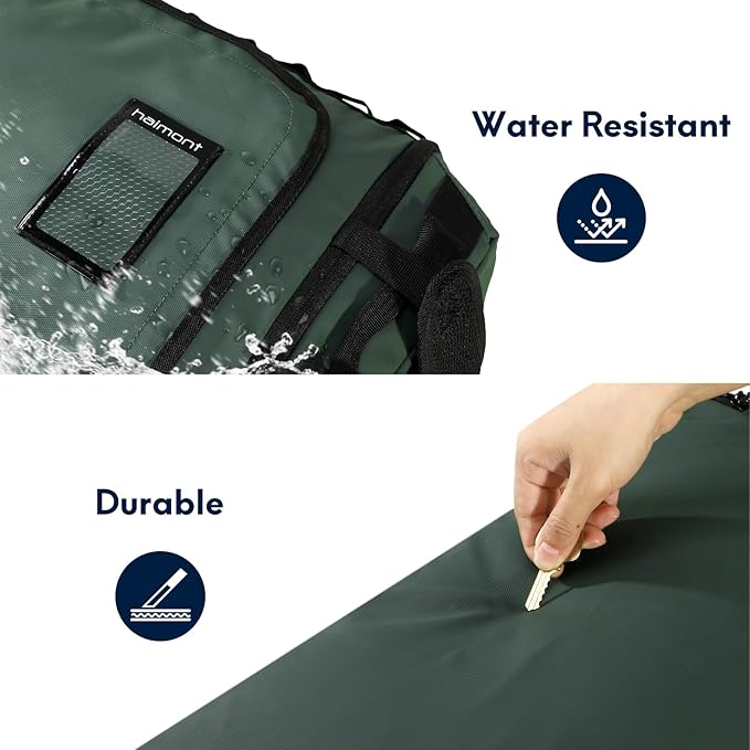 Haimont 50L Travel Duffle Bag for Men Women Foldable Sports Duffle Backpack for Gym Hiking Camping Workout Outdoor with Pocket & Shoe Compartment, Upgrade, Army Green