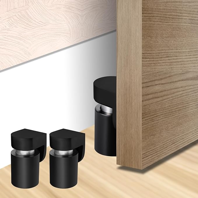 Door Stoppers – Robust Magnetic Door Stopper and Holder for Enhanced Door Security, Fit for Doors Under 2.5 inches – Anti-Rust Stainless Steel Door Stops (1, Black 1PCS)