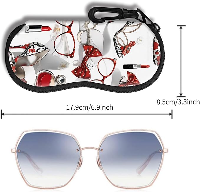 Hion Sunglasses Soft Case Ultra Light Neoprene Zipper Eyeglass Case With Belt Clip