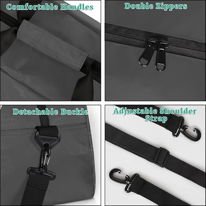 Grey Personalize Kids Duffel Bag With Custom Name Text Carry-On Overnight Travel Gym Lightweight Dance Sports Bags For Boys Girls Kids