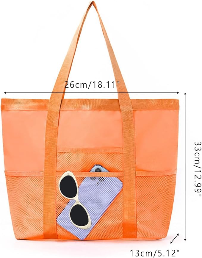 Mesh tote bag, suitable for daily travel, shopping, weekend trips, beach bags, fitness bags