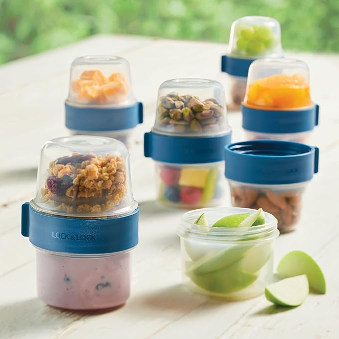 LocknLock LOCK & LOCK Easy Essentials Twist Two Way Container Food Storage Bin, BPA-Free/Dishwasher Safe, 12-Piece Set, Clear (Pack of 4)