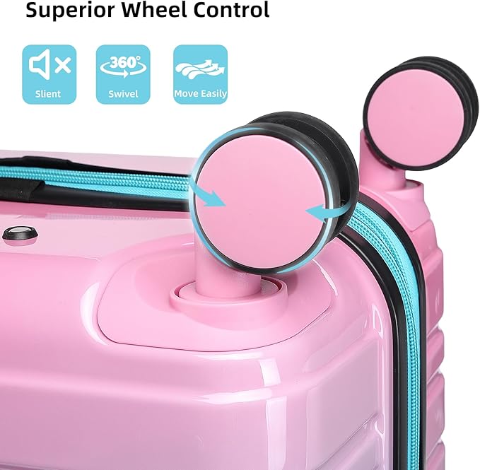 LARVENDER Luggage Sets 6 Piece, Expandable PC+ABS Hardside Multicolor Suitcase Sets with TSA Lock Double Spinner Wheels, Cotton Candy