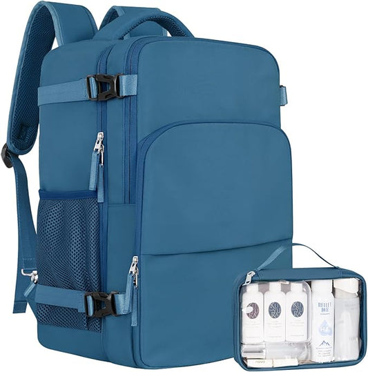 Travel Backpack, Carry on Flight Approved Backpack with Multi-Pockets, TSA Waterproof 17.3inch Laptop Backpack, Personal Item Travel Bag for Men Women, Deep Blue