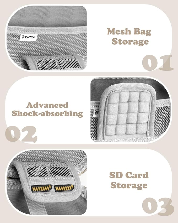 Digital Camera Case Compatible with CAMKORY DC403/ KODAK PIXPRO FZ55/ FZ45/ STUOGYUM DC402-AF, Small Hard Shell Bag with SD Card Storage for Travel (Beige