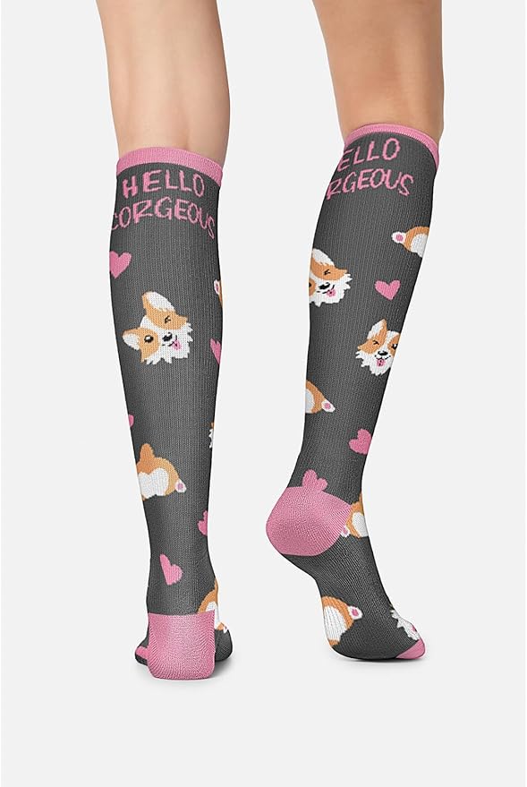 Cherokee Women's 10-15mmHg Compression Socks – Fun Print Knee Highs with Light Support, Soft Feel - PRINTSUPPORT