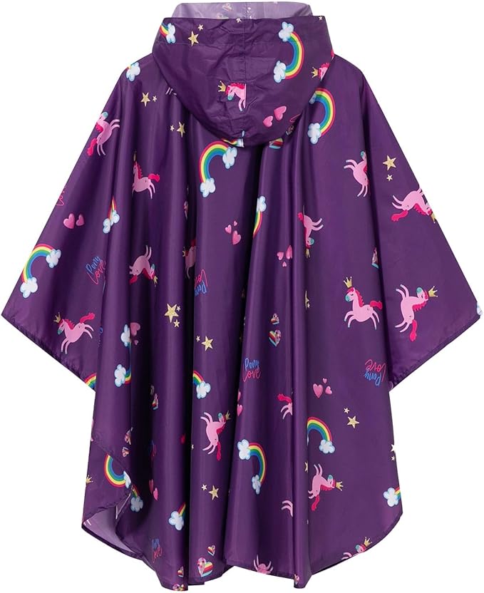 SaphiRose Lightweight Kids Rain Poncho Waterproof Jacket Zipper Up Rain Coat