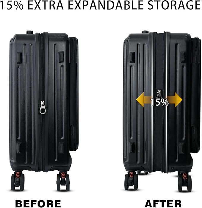 Carry on Suitcases with Wheels, 20 inch Carry on Luggage 22x14x9 Airline Approved, Hard Shell Top-open Design Luggage with Spinner wheels, Expandable Suitcase with YKK zipper and 3-Year Warranty.