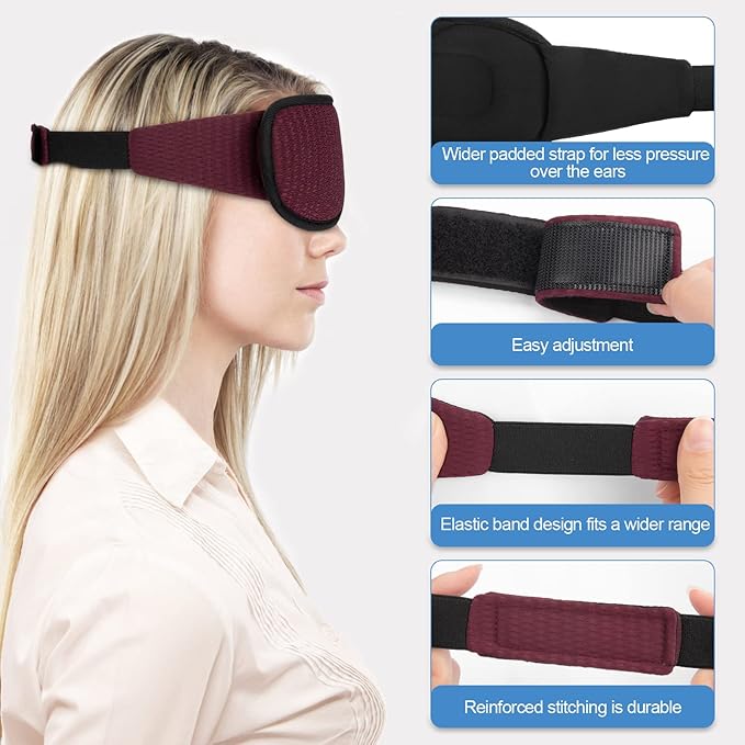 Sleep Mask, Super Soft Eye Mask for Sleeping, Upgraded 100% Blockout Light Sleep Masks for Women with Adjustable Strap, 3D Contoured Cup Eye Covers for Sleeping, Green