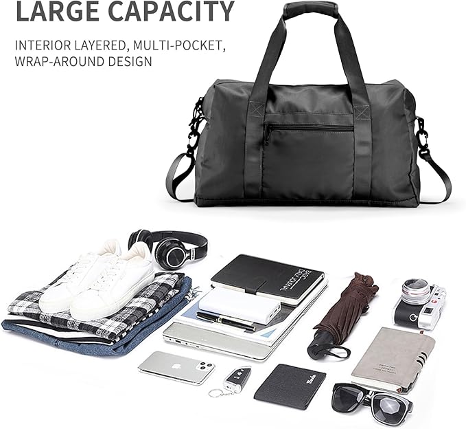 Travel Duffle Bag,Sport Gym Bag for Men And Women with Wet Pocket,Weekender Bag Carry On Tote Bags for Airplane