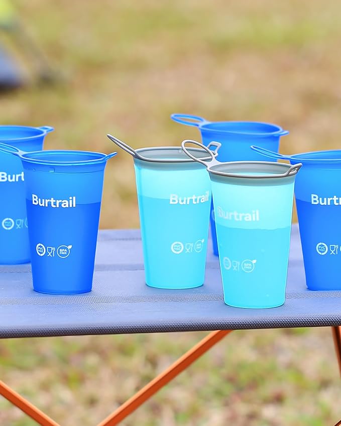 200 ml/6.8 oz-2Pack-Collapsible Cup TPU Running Water Cup Foldable Reusable Protable for Running,Backpacking,Traveling,Climbing,Marathon-BPA Free,SkyBlue