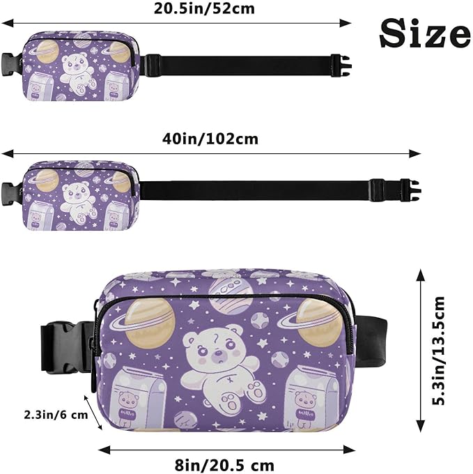 Kawaii Teddy Bear Universe Fanny Pack for Women Men Water Resistant Fashion Waist Packs with Adjustable Strap Belt Bag for Travel Workout Jogging Hiking 21219109