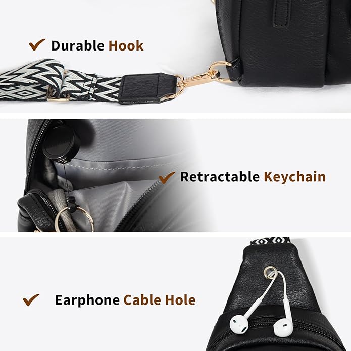 Crossbody Bags for Women Sling Bag Anti Theft PU Leather Travel Chest Purse Small Adjustable Strap Fits Large Phone