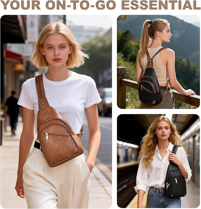 Anti Theft Sling Bag for Women, RFID Crossbody Purses Convertible Sling Backpack, Cross Body Purse Chest Bag