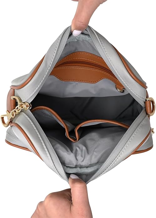 Womens Anti-Theft Water-Proof Travel Crossbody Bag with Slash-Resistant Faux Leather & Locking Clasps Strap