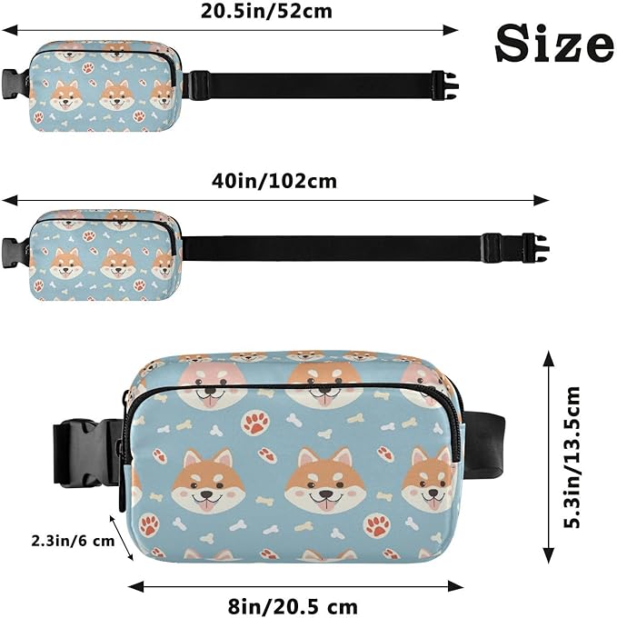 Kawaii Shiba Inu Dog Fanny Pack for Women Men Water Resistant Fashion Waist Packs with Adjustable Strap Belt Bag for Travel Workout Jogging Hiking 21219129
