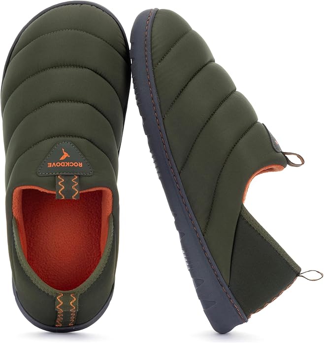 RockDove Men's Pufflite Two-Tone Quilted Loafer Slipper with Indoor/Outdoor Sole