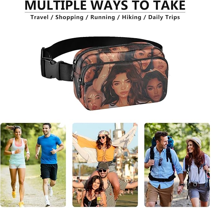 Group Of Women Fanny Pack for Women Men Water Resistant Fashion Waist Packs with Adjustable Strap Belt Bag for Travel Workout Jogging Hiking 21220579