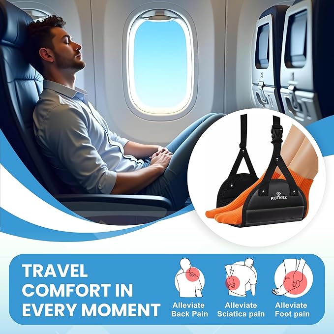 Adjustable Foot Hammock for Plane Travel – Airplane Foot Rest for Long Flight – Leg Hammock for Travel, Desk Leg Foot Hammock for Office and Airplane Essentials Accessories