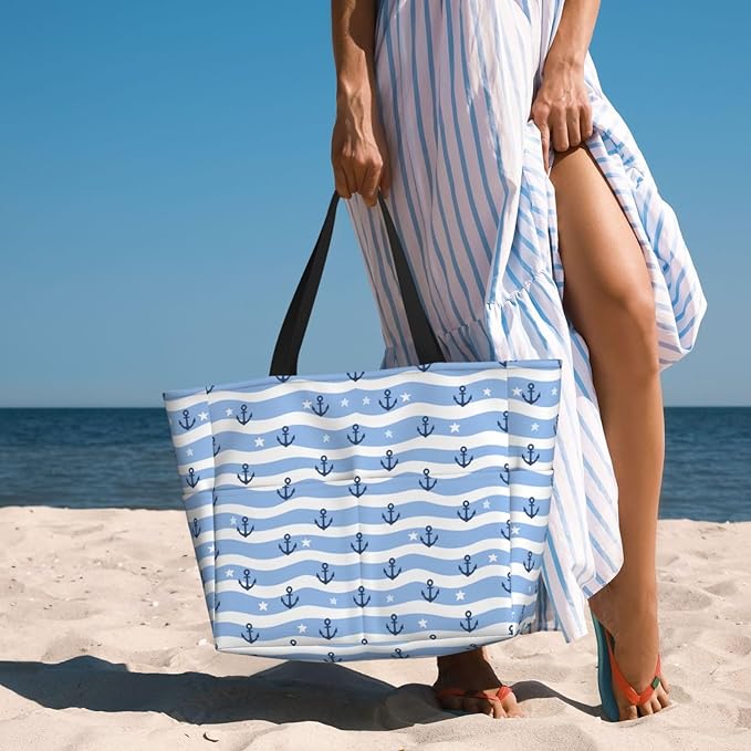 Large Beach Bag for Women Waterproof Foldable Travel Shoulder Tote Bag with Pocket for Weekender Pool Vacation