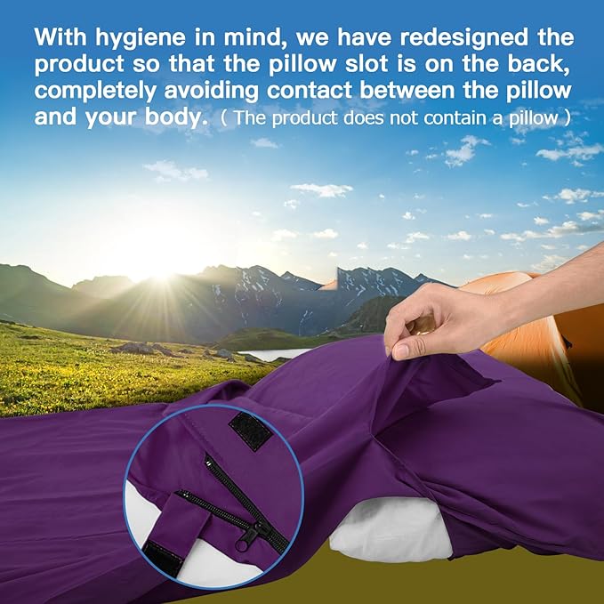 Sleeping Bag Liner, Travel Sheets & Adult Sleep Sack, Ultralight and Portable Summer Sleeping Bag - Ideal for Backpacking, Hotels and Hostels, Business Trips, Camping