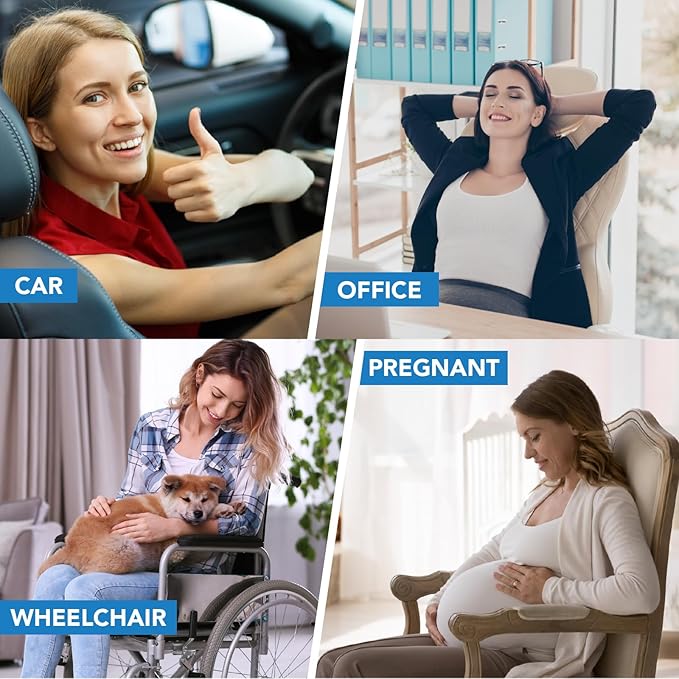 Lumbar Support Pillow for Car, Memory Foam Lumbar Pillow for Lower Back Pain Relief - Back Cushion for Driving, Chair Support for Car-Office Chair, Wheelchair - Brown
