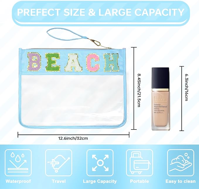 Snack Bags Clear Pouch Travel Makeup Bag Chenille Letter Bags for Zipper Pouch Clear Cosmetic Bag Clearly Tote Bag Makeup Travel Bags for Women
