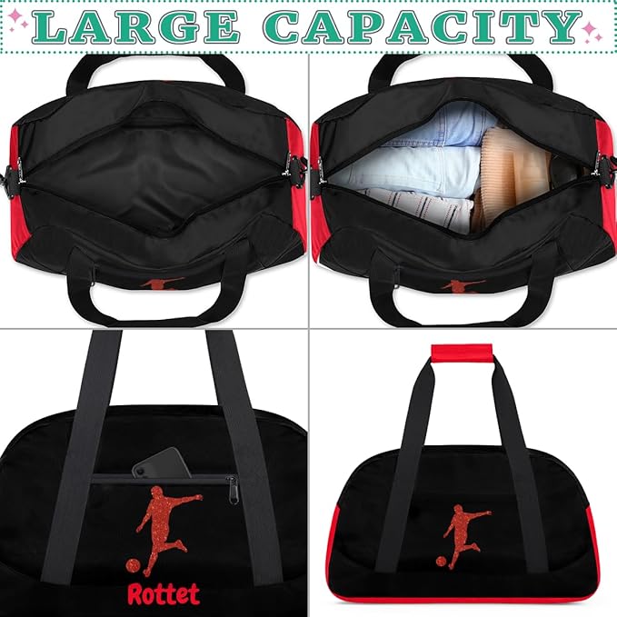 Personalized Name Sports Bag for Kids Boys, Custom Gym Duffel Fitness Travel Weekender Tote Carry-On Training Perform Bag,Sports Soccer
