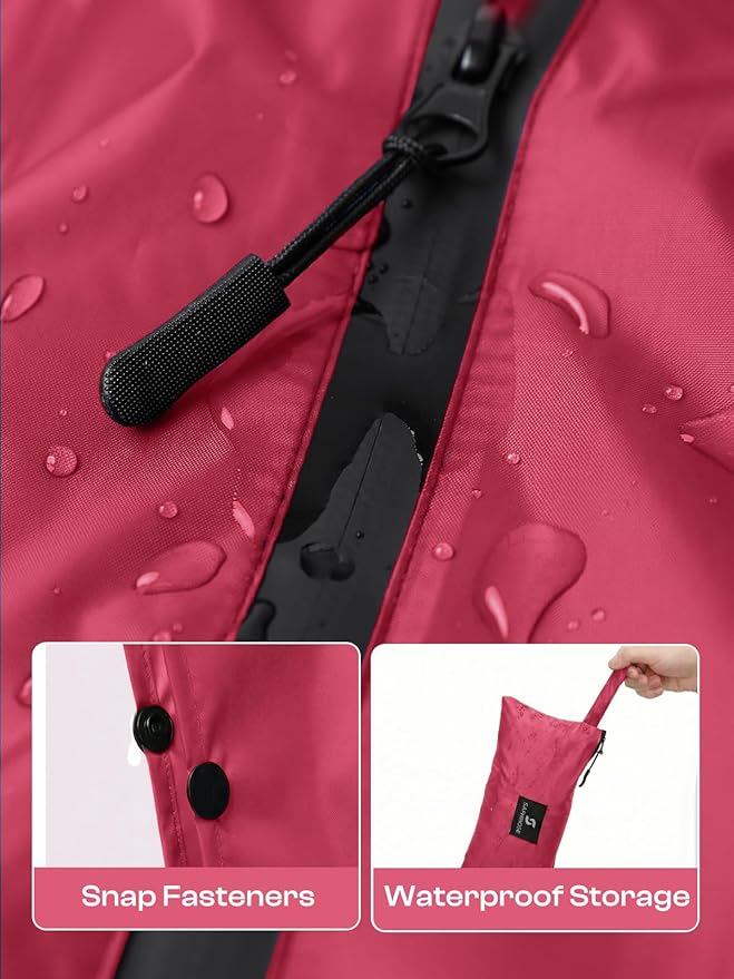 SaphiRose Lightweight Waterproof Rain Poncho for Adults with Hood Portable Rainwear for Outdoor
