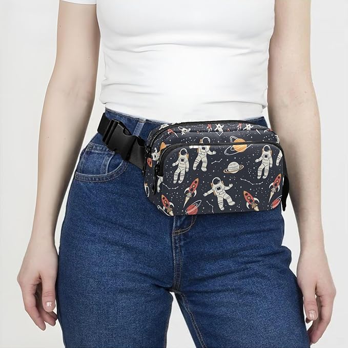 Universe Space Planet Astronauts Fanny Pack for Women Men Water Resistant Fashion Waist Packs with Adjustable Strap Belt Bag for Travel Workout Jogging Hiking 21219416