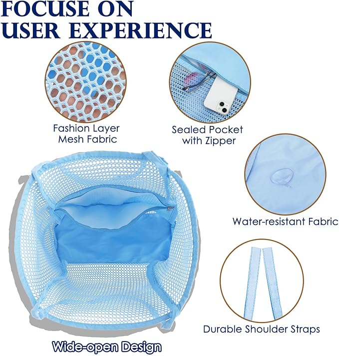 Fammart Mesh Beach Bag for Women, Summer Straw Tote Hobo Pool Bags with Zipper Pocket, Travel Vacation Cruise Essentials 2026