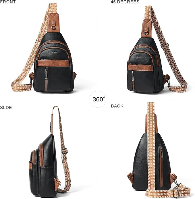 7L Sling Bag For Women Men Backpack Fanny Pack Crossbody Chest Travel Shoulder Belt Bags Purse Handbag PU Leather
