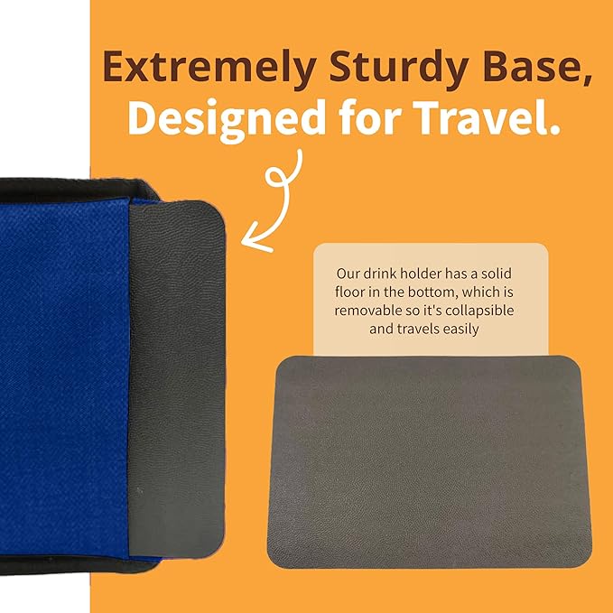 Reusable Drink Carrier with Handle, Foldable 6 Cup Drink Holder Carrier for Delivery, Coffee Cup Carrier, Portable Cup Holder Bag for Drinks, to Go Beverage Drink Organizer (Navy Blue)