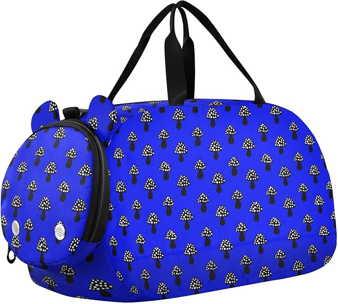 Mushroom Navy Black Small Gym Bag with Shoes Compartment Multifunctional Weekender Overnight Duffel Bag for Travel, Sports, Fitness & Workout bolsa de viaje para mujer