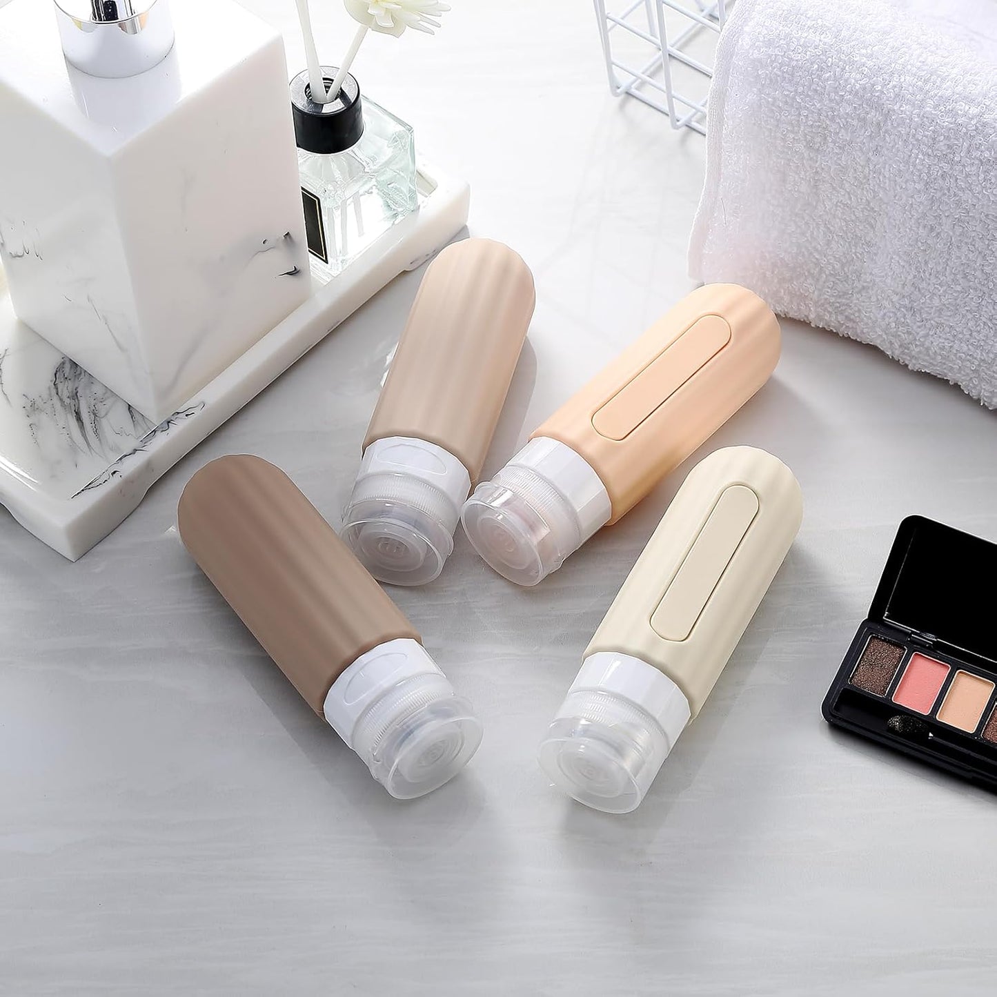 Travel Bottles for Toiletries, TSA Approved, Silicone Travel Bottles, BPA Free, 3oz Leak Proof Travel Size Bottles, Travel Accessories for Shampoo Body Wash Lotion Soap Liquids (4 Pack)