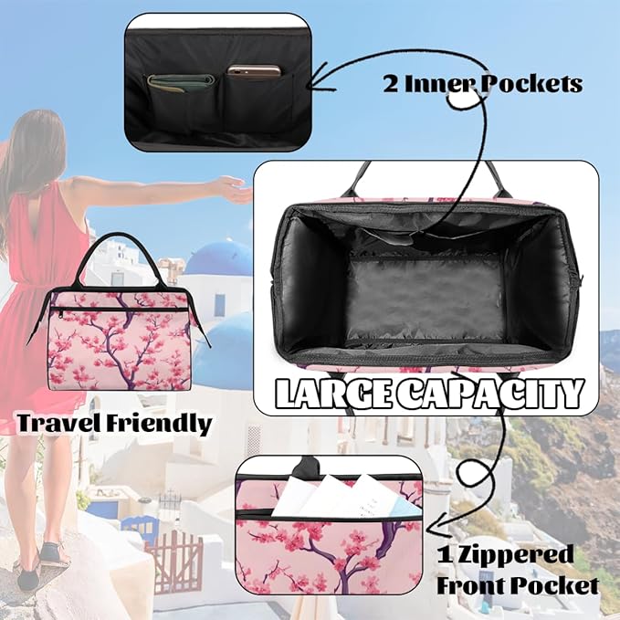 Plum Blossom Overnight Weekender Bag for Women Men Travel Duffel Bags Waterproof Luggage Carry on Sports Yoga Gym Bag