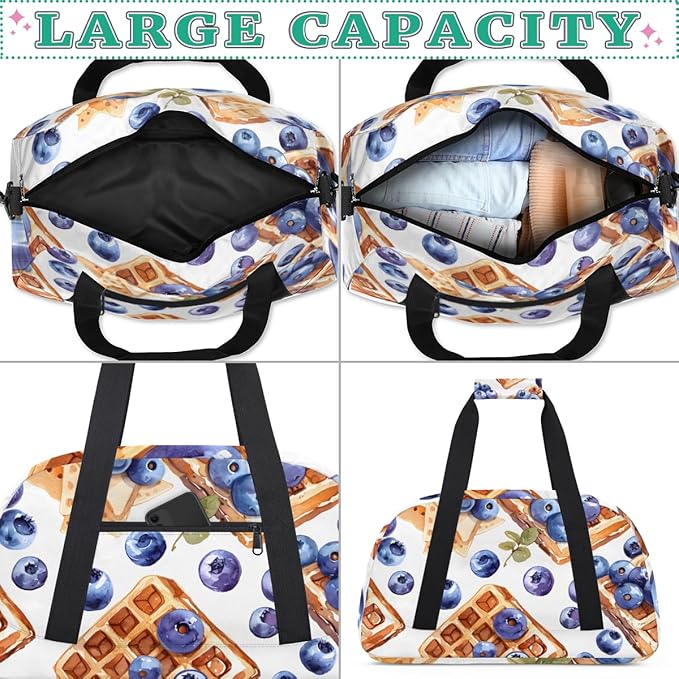 Blue Roux Waffles Kids-Duffel-Bags Gymnastics Dance Bag Carry-On Overnight Travel Gym Lightweight Dance Sports Bags For Girls Boys Kids，