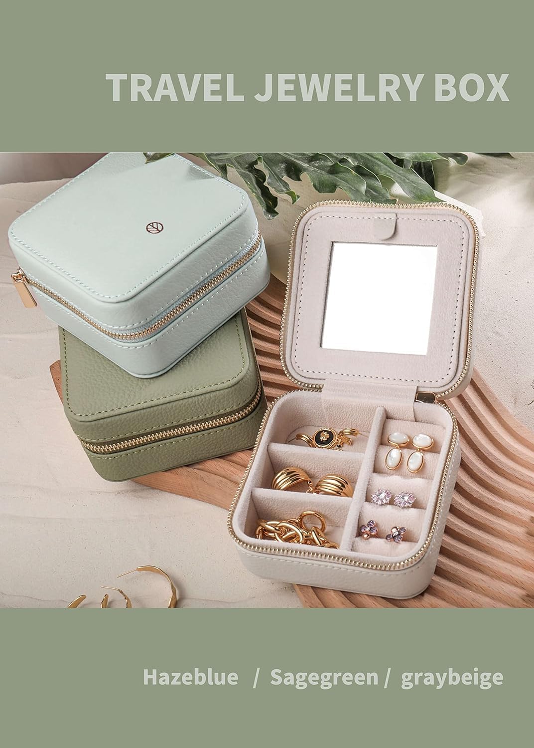 S.Leaf Travel Jewelry Organizer Travel Jewelry Boxes for Women Small Jewelry Travel Case Box Portable Travel Jewelry Case Travel Case Mini Jewelry (03_Lychee_Heart)