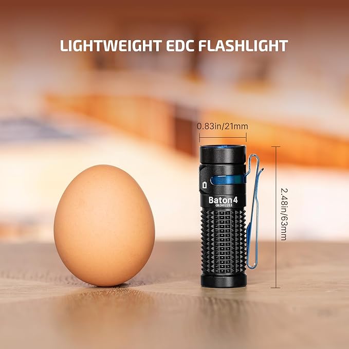 OLIGHT Baton4 Rechargeable EDC Flashlight, Bright Small Flashlight 1300 Lumens with MCC Charging Cable, IPX8 Waterproof, Multiple Modes Pocket Light for Home, Camping, and Emergencies (Fighter Pilot)